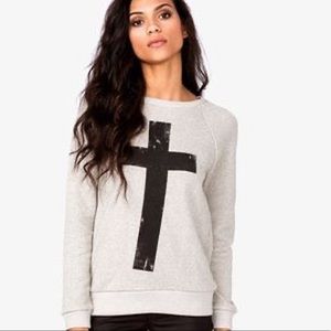 GOTH BLACK CROSS GREY PULLOVER